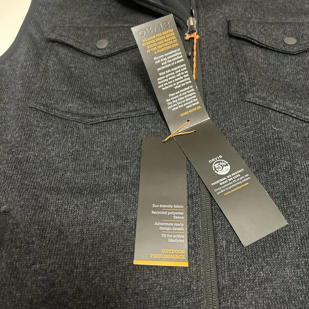 Men’s Orvis Navy Blue outdoor performance fleece vest snap pockets size XL NWT